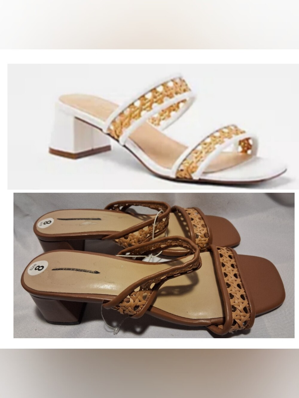 ANN TAYLOR Straw Two Strap Block Heel Sandals.  Sz 8